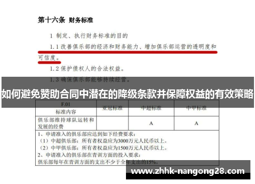 如何避免赞助合同中潜在的降级条款并保障权益的有效策略